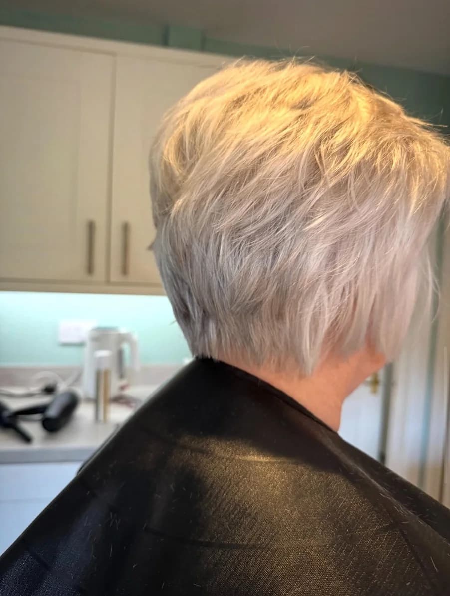 Blonde balayage result at a home visit appointment in Berkshire