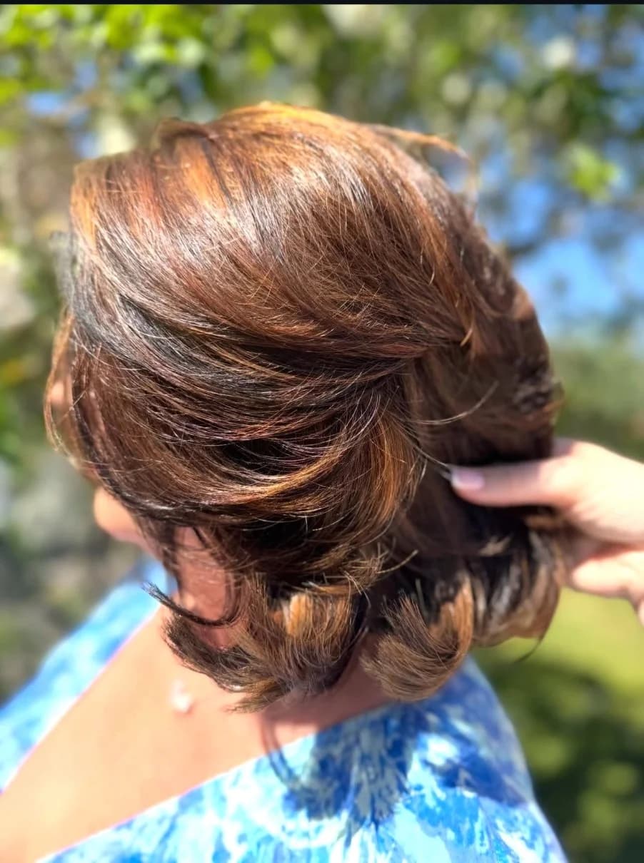 Brunette balayage transformation by Gloss & Grace mobile hairdresser in Berkshire